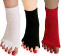 AIBEARTY 3 Pairs Yoga Sport Gym Five Toe Separator Socks Foot Massage Toeless Socks