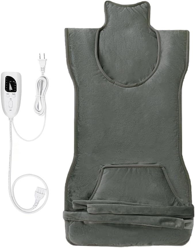6 Heat & 4 Timer Weighted Heating Pad for Neck & Shoulder → Deep Muscle Pain Relief & Soothing Therapy for Upper Back, Machine Washable, Ideal for Men/Women(Dark Gray,SN-K)