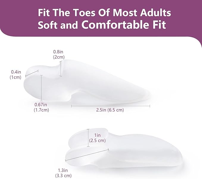 Bunion Cushion Protector, 10 Packs of Bunion Corrector Pads with Separator for Big Toe, Gel Shield for Foot Pain Relief, Calluses, Corns - Clear