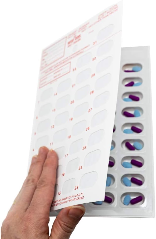 Color Coded Monthly 31 Day Medication Blister Cards Cold Seal - Use Colors for Daily, AM/PM, 3X, 4X, 5X a Day Pill Organizer (6 Pack Yellow)