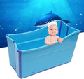 Large Home Foldable Bathtub, Blue Portable Ice Soaking Bath Tub for Adult in Bathroom, Freestanding Tub with 3.6ft Drain Hose & Drain Plug
