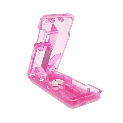 EZY DOSE Pill Cutter and Splitter with Dispenser, Safely Cuts Large, Small and Tiny Pills, Vitamins, Tablets in Half, Accurate and Easy Cutting, Stainless Steel Blade, Travel Sized, Pink, BPA Free