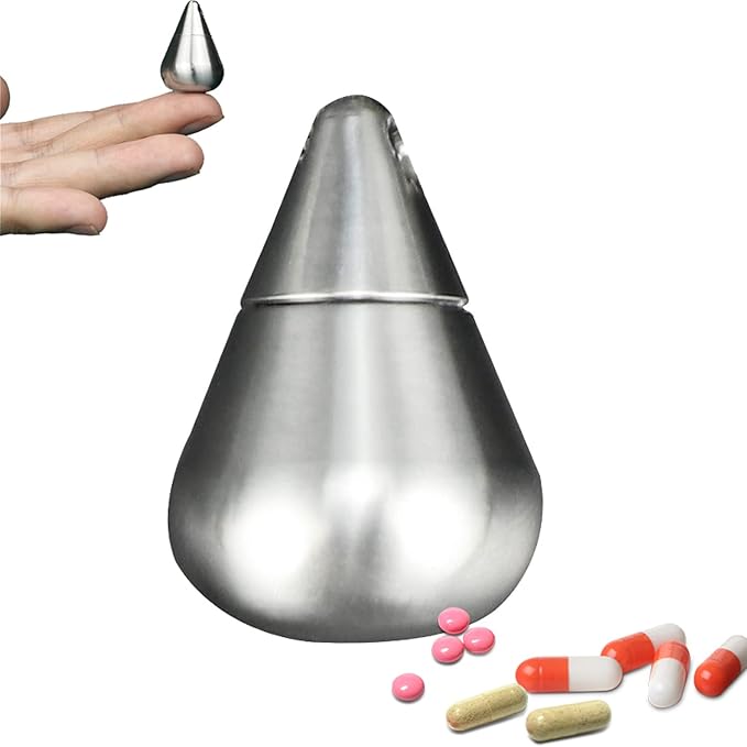 Necklace Mini Pill Holder for Men, Keychain Pill Container Titanium, EDC Waterproof Pill Case, Portable Daily Travel Pill Box Organizer for Purse Pocket Outdoor Emergency Pills Storage