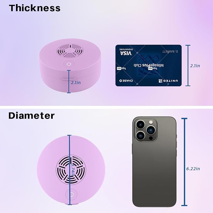 Voraiya UV Retainer Case with Fan, UVC Retainer Cleaner, Aligner Case Includes Vent Holes and Mirror, Portable Retainer Holder Box for Mouth Guard, Aligners, Night Guard, Purple