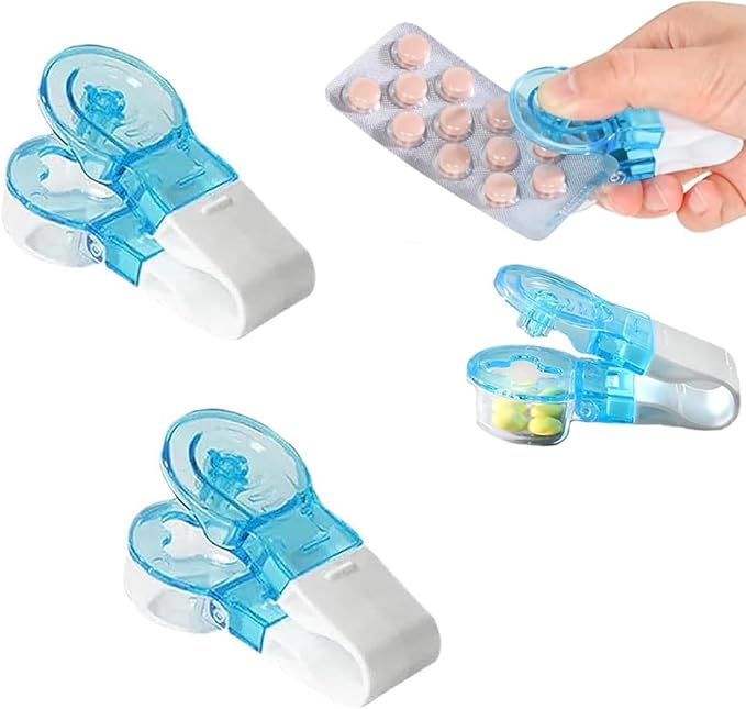 Portable Pill Taker,2025 New Portable Pocket Pill Box Dispenser,Storage Box Medication Dispenser Easy to Take Out Pills from Package for Elderly,Individuals with Weak Senior Arthritis Hand (2PCS)