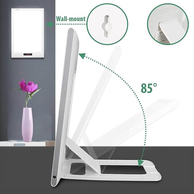 Light Therapy Lamp UV-Free 12000 Lux with Sunrise Sunset Simulation, Wake-up Light with 40 Level Adjustable Brightness, 5 Timer Function, Full Spectrum LED Sunlight for Home Office