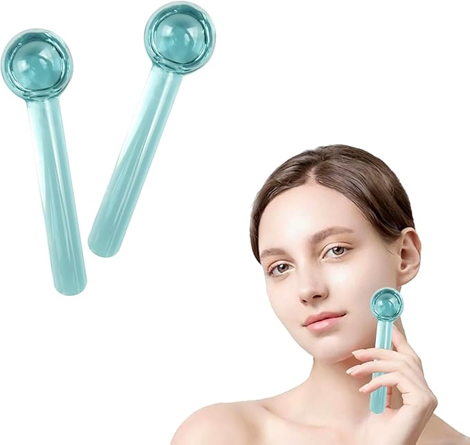 SportEmblema Ice Globes for Face & Eyes,Facials Cold Roller Cooling Globes for Skin Tightening & Anti-Aging Reusable Ice Facial Roller for Reduction of Puffiness & Wrinkles Dark Circles,Headaches-Blue