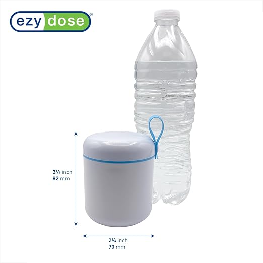 EZY DOSE Mini Vitamin Organizer, Multi Compartments, Portable and Compact Design, Easy Access Sliding Pill Dispenser, Supplement Organizer with Anti-Mix Design, Travel Friendly, Large, White and Blue