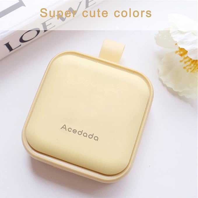Small Pill Case, Cute Pill Box - Acedada Travel Daily Pill Organizer, Portable Pretty Pill Container for Purse Pocket, Compact Medicine Holder for Vitamins, Fish Oils, Supplements, Yellow