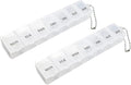 2Pcs Weekly Pill Box Organiser 7-Day Travel Dosset Box Portable Tablet Organizer Medicine Storage Box Pill Dispenser | Medium Medication Organizer - 2 Times a Day for Pills/Fish Oil/Vitamins (Clear)