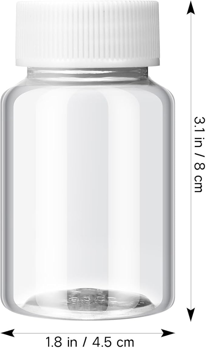Ciieeo Clear Pet Container Bottles with Screw Caps 3.14X1.77X1.77In Wide Mouth Pill Organizer for Medicine Storage and Travel Dispenser Leak-Proof Plastic Bottles for Vitamins and Capsules