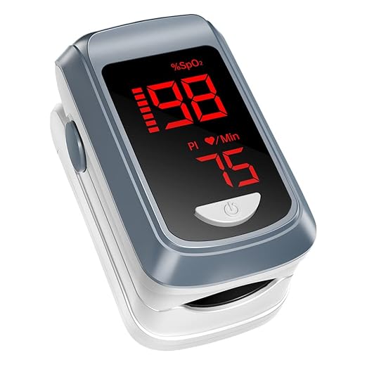 Fingertip Pulse Oximeter- HOLFENRY Mini Oximeter Oxygen Saturation Monitor for SpO2/Heart Rate/PI, Oxygen Monitor Fingertip 02 Pulse Oximeter Finger, Gray