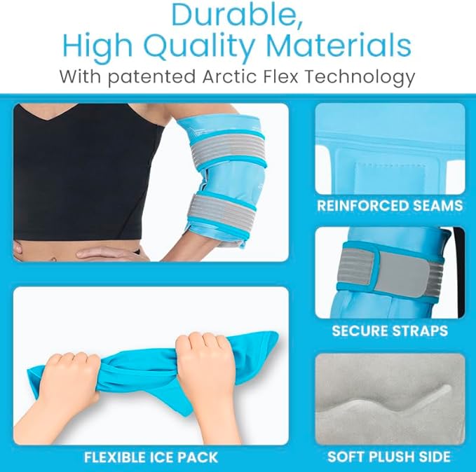 Arctic Flex Elbow Ice Pack Wrap for Tendonitis & Tennis Elbow - Reusable Hot & Cold Brace Sleeve for Women & Men - Gel Ice Pack for Golfer's Elbow, Bursitis, Swelling & Post-Surgery Recovery