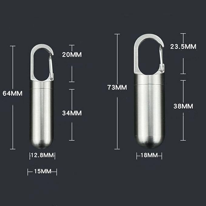2Pcs Stainless Steel Mini Pill Case Sealed Storage Box, Portable Waterproof Small Pocket Pill Case Capsules Organizer
