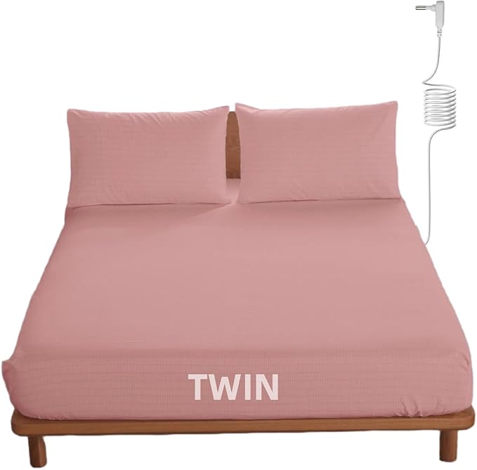 OKOHEY Grounding Fitted Sheets with 15ft Earthing Cord, Twin Size, 90% Organic Cotton + 10% Silver Fiber, Soft & Breathable Grounded Sheet for Better Sleep and Enhanced Wellness, Pink