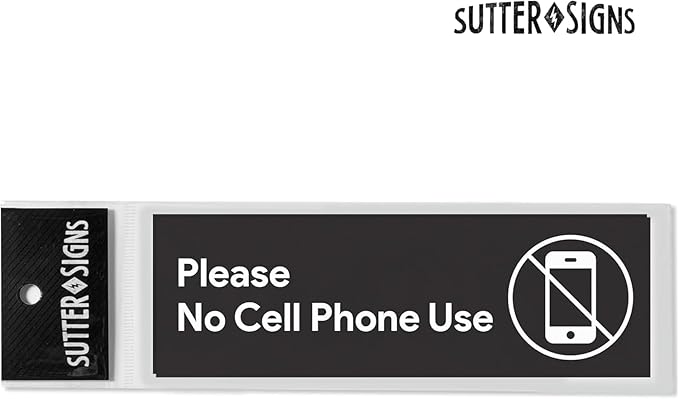 6pcs No Cell Phone Use Sign Stickers | No Phone Zone Sign, Please Silence Your Cell Phone | Signage for Classroom, Appointment Waiting Room, Wedding, Medical Office, Customer Service, Restroom