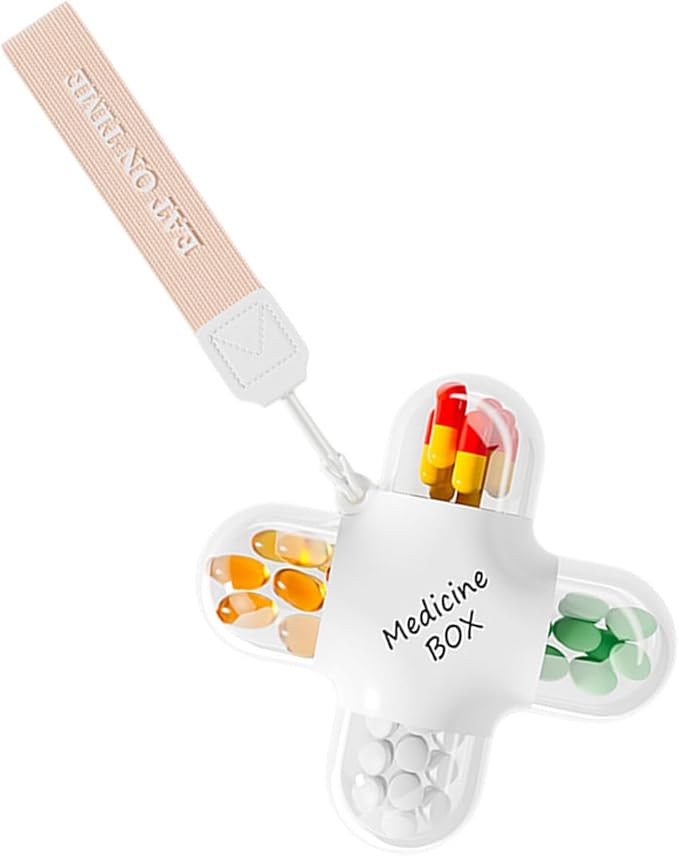 4 Compartment Pills Organizers Clear ABS Storage Box with Secure Seal for Travel and Daily Use
