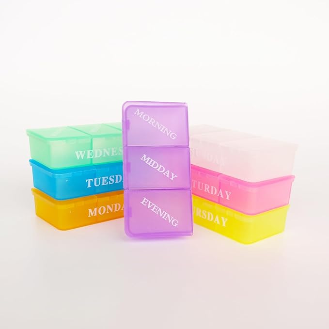 Travel Pill Organizer Box, 3 Times a Day, AM PM Daily Pill Organizer Dispenser Reminder, Medication Case Planner Portable for Purse Pocket Medicine Vitamin, Supplement, Storage Container