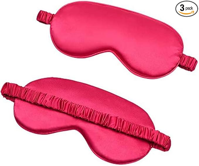 Soft Silk Sleep Eye Masks Lightweight Eye Cover Eyeshade for Night Sleeping with Elastic Strap Fuchsia