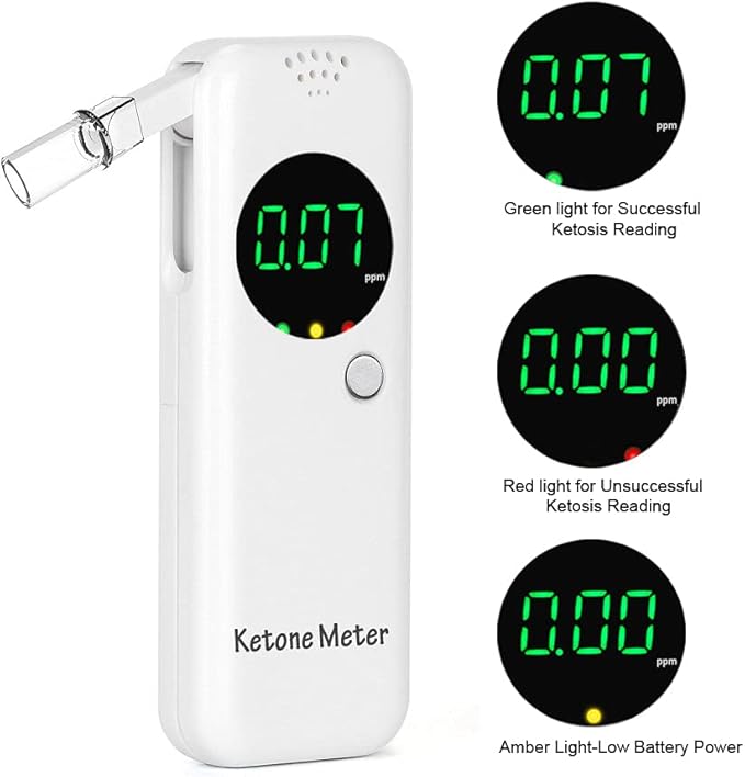Portable Ketosis Meter - High Accuracy Breath Ketosis Tester, Pain-Free Ketone Analyzer with 10 Washable Mouthpieces | Achieve Keto Goals