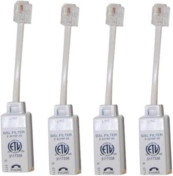 ScreenBeam Universally Compatible Inline DSL Phone Filters - 4 Pack (FLTR4DSL02), White