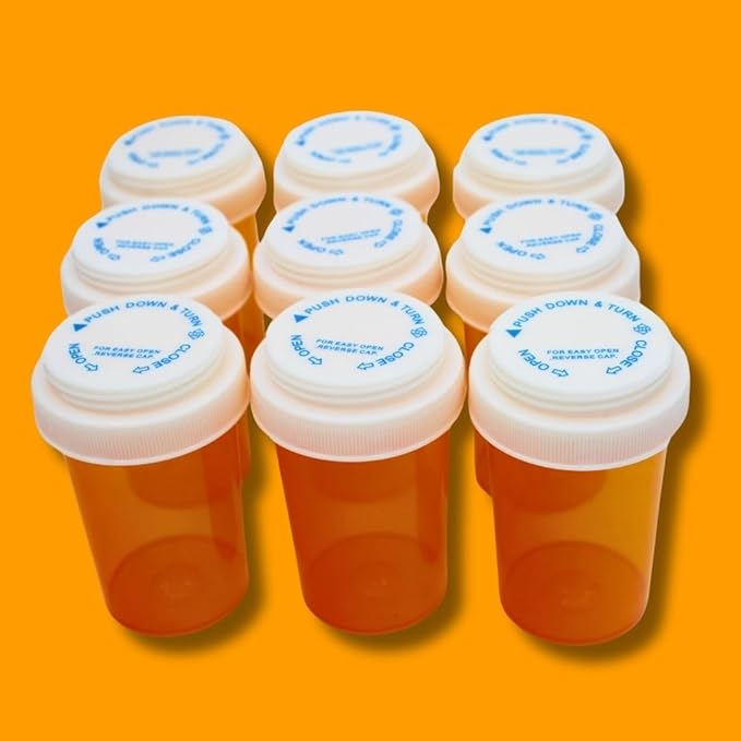 Five Star Supplies Plastic Pill Bottles - Reversible Cap Easy Open & Child Resistant - Pill Container Prescription Vial - Easy Open/Push N Turn (Blue, 20 DRAM 270 ct.)