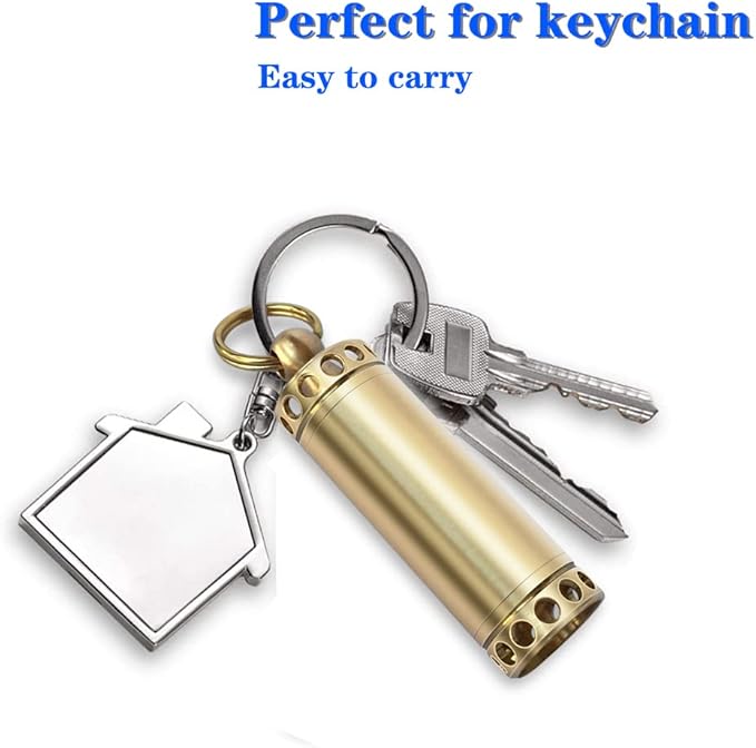 Pill Holder Keychain Container,Portable Mini Brass Waterproof Pill Box for Purse Pocket,Small Pill Case for Outdoor Travel Camping Daily Use