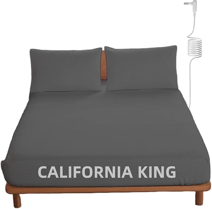 OKOHEY Grounding Fitted Sheets with 15ft Earthing Cord, California King Size, 90% Organic Cotton + 10% Silver Fiber, Soft & Breathable Grounded Sheet for Better Sleep and Enhanced Wellness, Gray