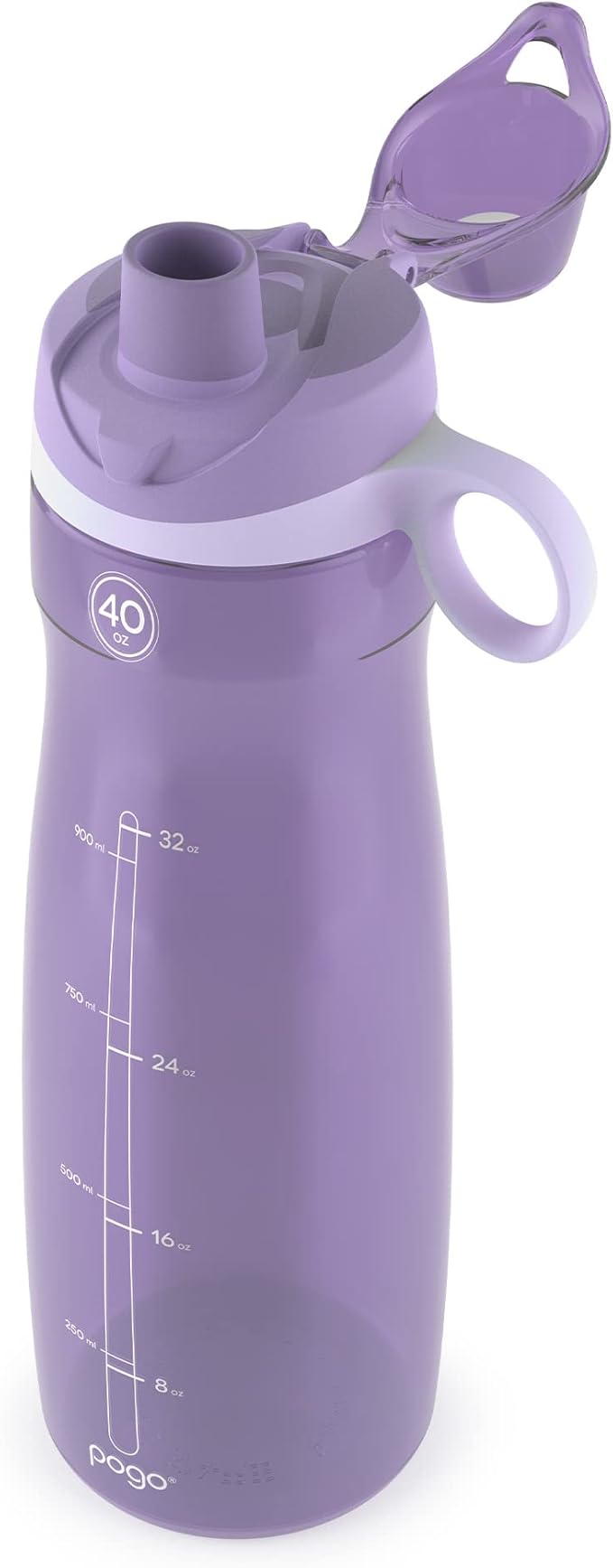 Pogo Plastic Water Bottle with Straw Lid and Carry Handle, Reusable, BPA Free, Dishwasher Safe, Perfect for Travel, School, Outdoors, and Gym | 32oz, 40oz