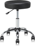 Round Rolling Stool Swivel with Wheels Adjustable Height Seat 19.7"D x 19.7"W x 22"H Multi-Purpose Heavy Duty Wide Seat Drafting Stool Chair for Office Salon Massage Spa Medical Tattoo Beauty