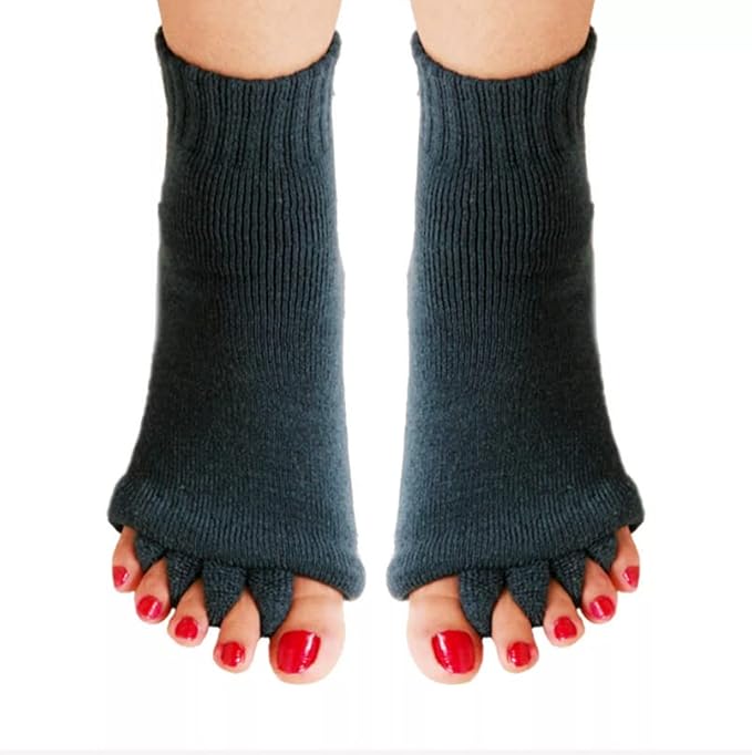 AIBEARTY 3 Pairs Yoga Sport Gym Five Toe Separator Socks Foot Massage Toeless Socks