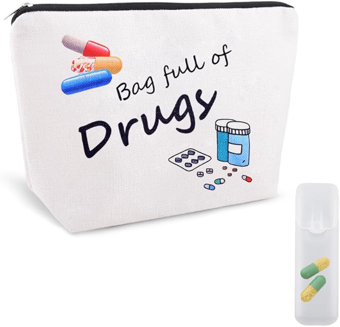 Patient Medication Organizer Pouch Bag Canvas Drug Cosmetic Pouch Birthday Christmas Gifts for Nurse Practitioner Medical Doctor Therapist Travel Medicine Bag Accessories Female Pharmacy Pills Pouches
