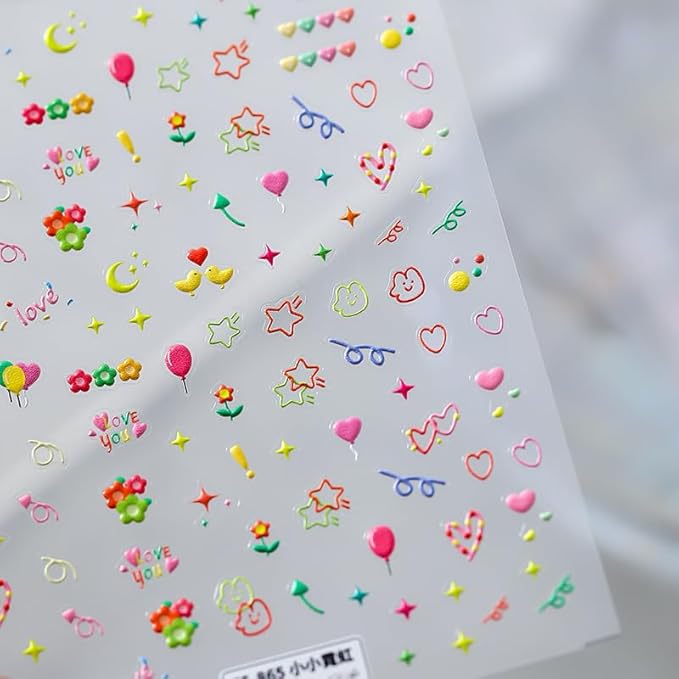 Small Cute Sticker 3D Relief Design Decals for iPhone 17 PRO / 17 PROMAX Cell Phone Camera Screen Lens,for NintendSwitch Game Handle Controllers，Scrapbooking Laptop Diary Planner Collage DIY (TS-865)