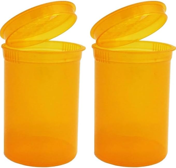 100Pcs Empty Pill Bottles with Caps, 13 Dram Empty Prescription Vial, Waterproof Airtight Joint Pill Bottles with Pop Top Caps, Medicine Container for Pill, Crafts, Candy, Supplements (Orange)