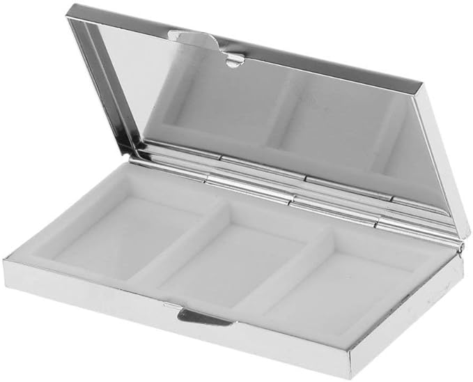 Travel Metal Pill Box Medicine Organizer Container Tray Box Case Storage 3 Slot, Silver, 60.0 grams, 2.1164 Ounce (167475)