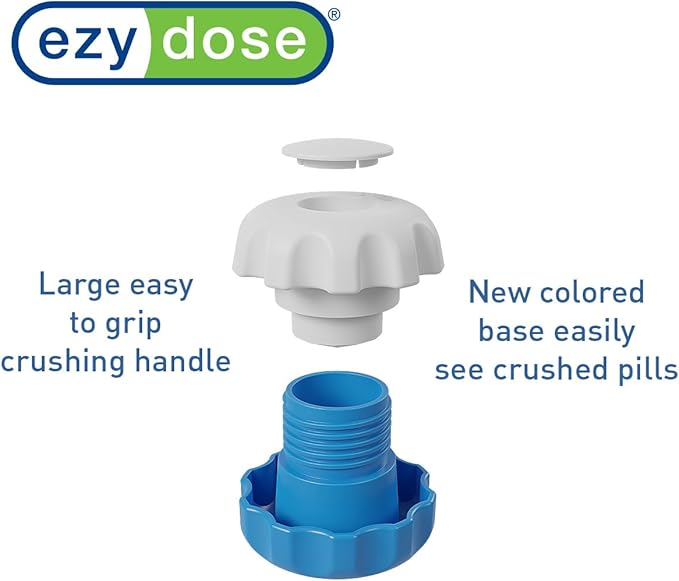 EZY DOSE Pill Crusher and Grinder for Vitamins, Tablets with Storage Compartment, Kids, Pets, Elderly, Effortlessly Crushes Medications into Fine Powder, Easy-to-Use Design, Blue, BPA Free