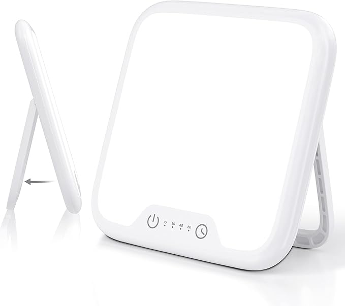 Light Therapy Lamp, 10000 Lux LED Sunlight, Touch Control Sun Lamp Daylight Lamp with Stepless Brightness Levels and 4 Timer & Memory Function, 90° Foldable Stand, Portable for Home/Office Use