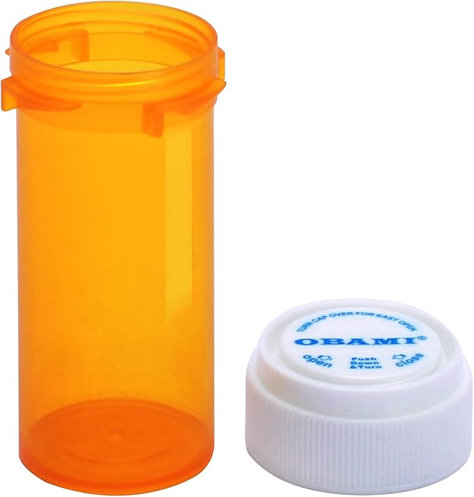 Plastic Empty Pill Bottles with Double Sided Use (Child Resistant & Easy Open) Caps - Medicine Container Pill Case Dispenser Organizers (8 Dram, 12pcs)