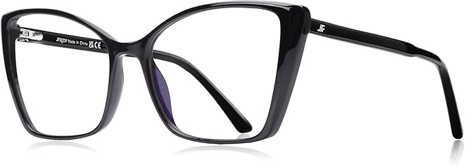 Blue Light Blocking Glasses for Women, Oversized Trendy Cat Eye Computer Gaming Glasses Anti Glare & UV Glare RF6204 (Black Cateye Frame)