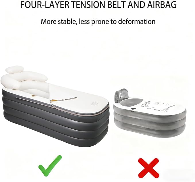 Inflatable Bathtub, Portable Bathtub Adult with Electric Air Pump, Freestanding Foldable Spa Tub with Backrest Cup Holder for Indoor Outdoor, Easy to Inflate＆Drain (Gray)