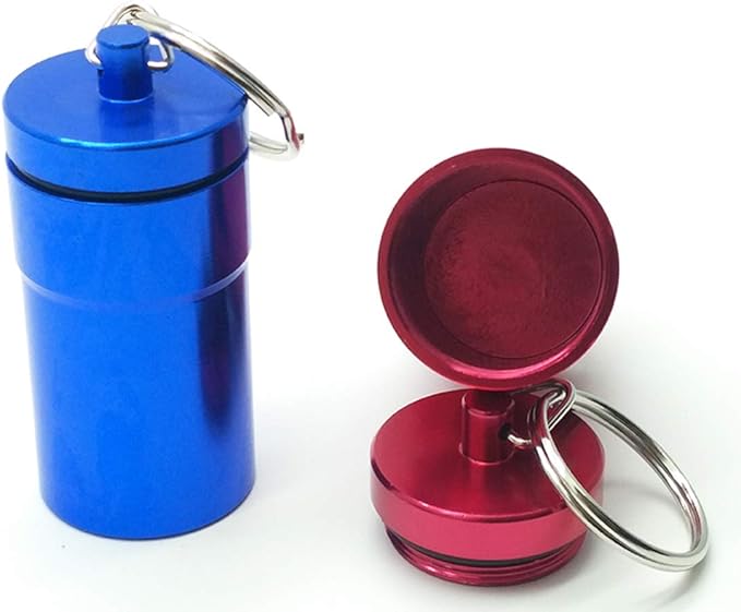 FAYALA Aluminum Waterproof Pill Case Bottle and Pill Container Pill Box 2 Packs Large Aluminum Waterproof Pill Box for Medicine,Metal Pill Keychain Holder Container for Travel.