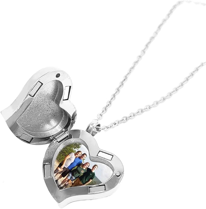 Amour Heart Pill Necklace - Polished Heart Locket with Strong Magnetic Closure - Medication Necklace - Keep Your Medication Securely with You at All Times - 26 Inch Chain