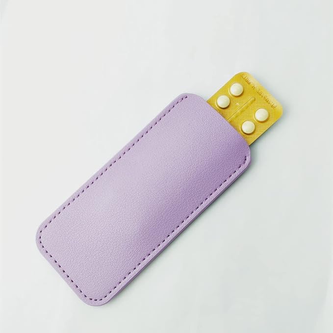 Birth Control Pill Case Holder for Mini Pill Packets 5cm x 11cm (Purple)