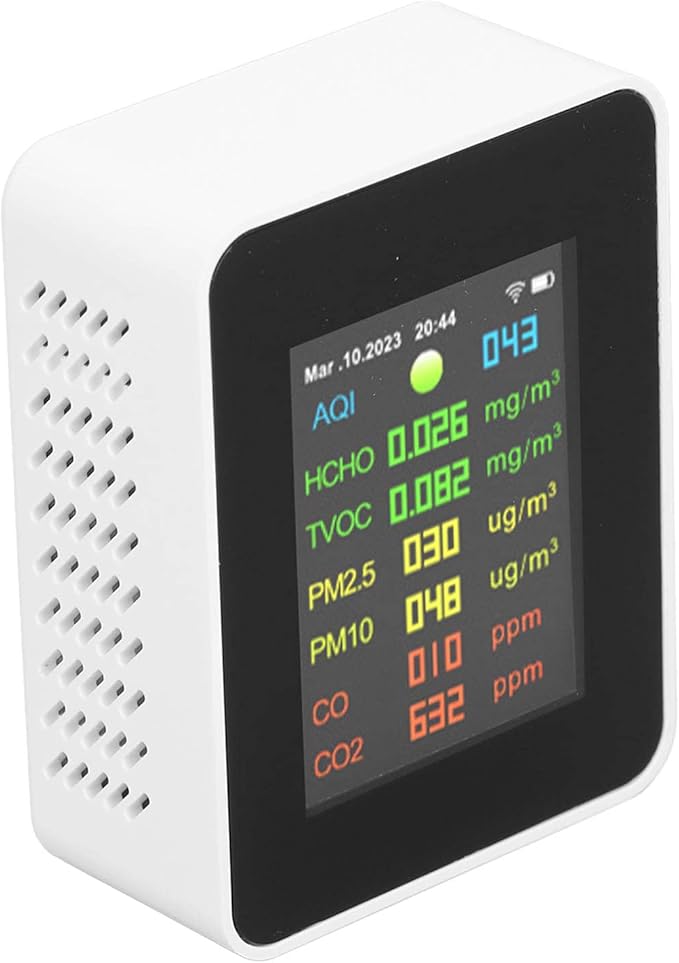Multifunctional Air Quality Monitor Color LCD Display Indoor Pollution Detector for Home Office Car and School Air Testing