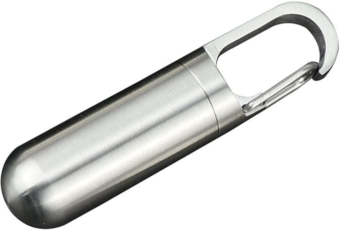 Stainless Steel Pill Container, Sealing Waterproof Portable Keychain Pill Holder Keychain Pill Holder for Outdoor Travel Purse