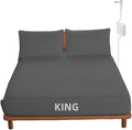 OKOHEY Grounding Fitted Sheets with 15ft Earthing Cord, King Size, 90% Organic Cotton + 10% Silver Fiber, Soft & Breathable Grounded Sheet for Better Sleep and Enhanced Wellness, Gray