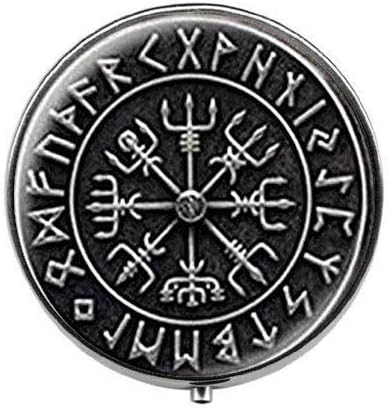 Viking Cross in Rune Circle - Rune Pill Box - Charm Pill Box - Glass Candy Box