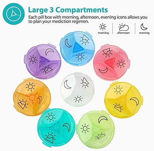 Weekly Pill Organizer 3 Times A Day, NURSAL 7+1 Pill Organizer BPA Free, 7 Day Large Compartment Pill Box with Extra Pill Case, Portable for Pills, Fish Oil and Supplements
