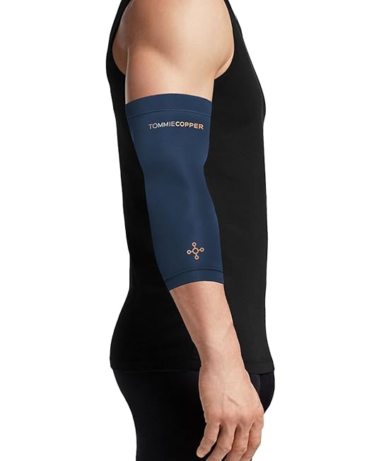 Tommie Copper BetterICE Elbow Wrap Cold Compression for Muscle Pain & Joint Soreness, Soft Flexible Gel, No Messy Leaks, Comfortable Fit - Medium, Dark Navy