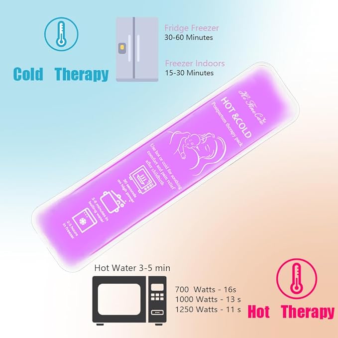 Postpartum Ice Pack, Hot and Cold Pads for After Delivery Essentials, Gel Cooling Pad, Fast Pain Relief Convenient for Perineal Recovery Helps Reduce Swelling (Purple, MomKid Pattern)